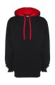 Heren Hoodie Contrast FDM FH002 Black-Fire Red